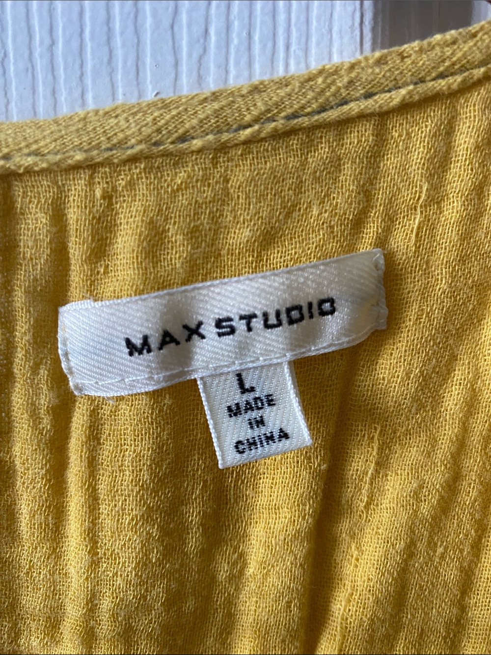 Max Studio Embroidered Mustard Yellow Boho Sleeveless Sun Dress 100% Cotton - Picture 2 of 9
